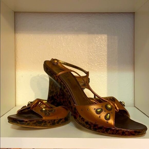 Cole Haan Bronze Wedge Jewel Strappy Sandals - Picture 1 of 16